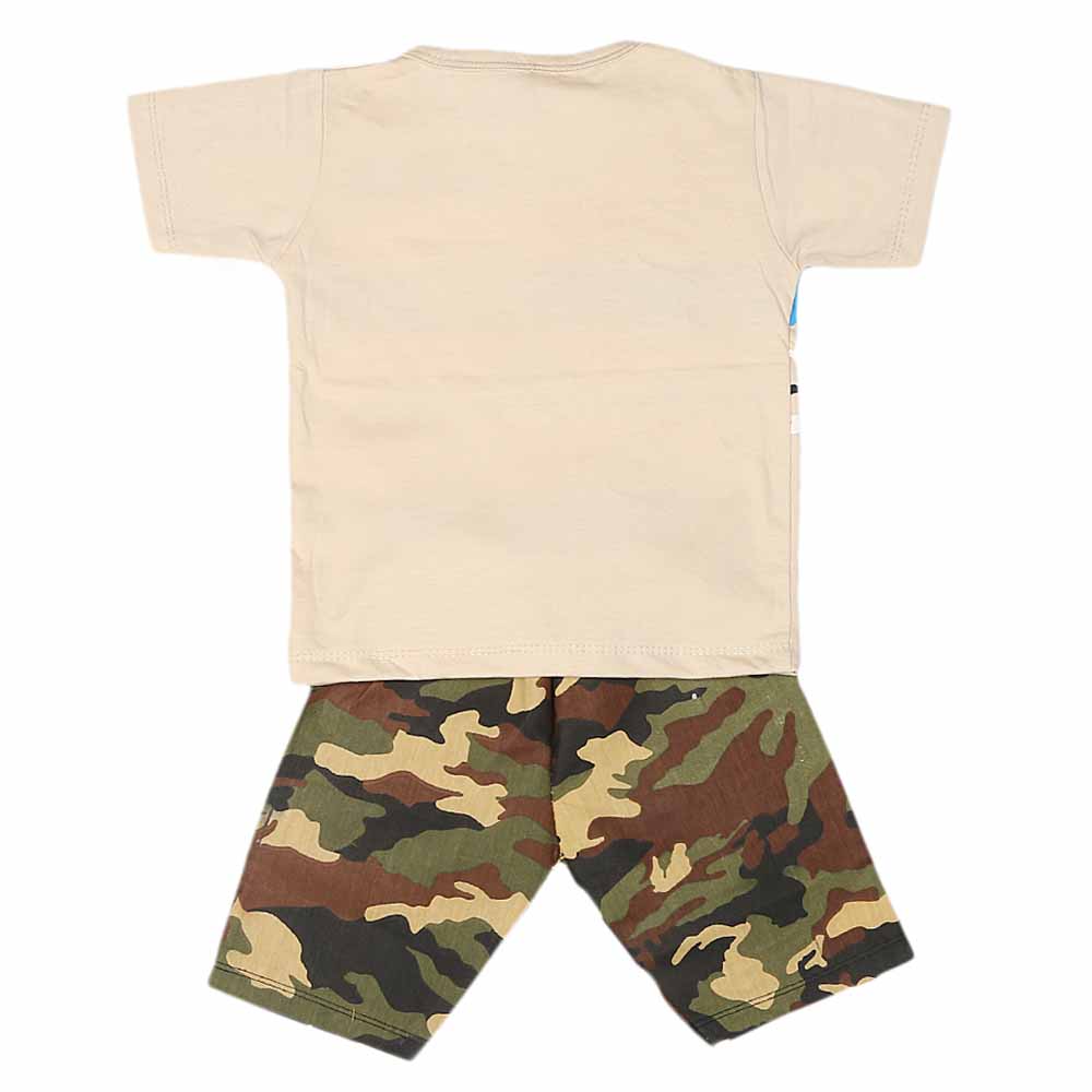 Boys 2 Pcs Suit Half Sleeves - Fawn, Kids, Boys Sets And Suits, Chase Value, Chase Value