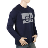 Men's Full Sleeves Printed T-Shirt - Navy Blue, Men, T-Shirts And Polos, Chase Value, Chase Value