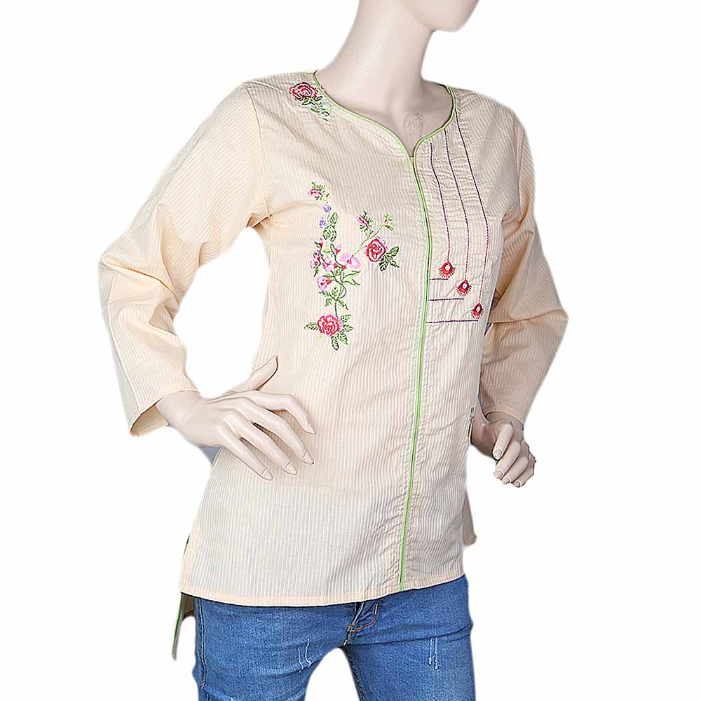 Women's Embroidered Western Top Front Dori Pipen - Peach, Women, T-Shirts And Tops, Chase Value, Chase Value