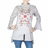 Women's Embroidered Western Top - Light Grey, Women, T-Shirts And Tops, Chase Value, Chase Value