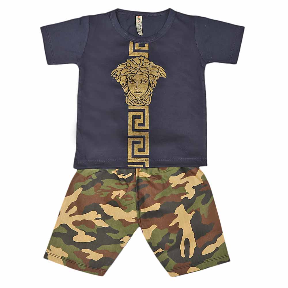 Boys 2 Pcs Suit Half Sleeves - Navy Blue, Kids, Boys Sets And Suits, Chase Value, Chase Value