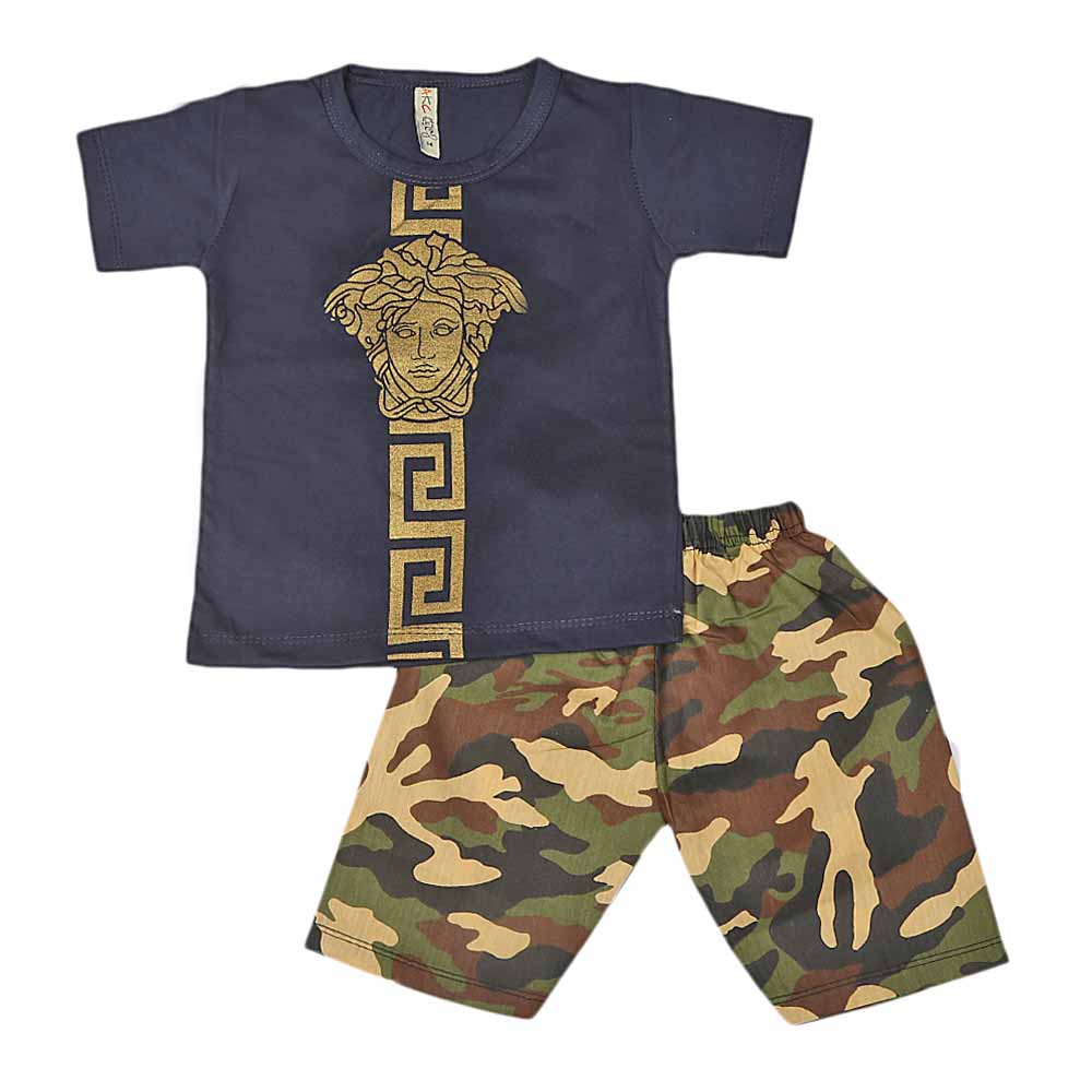 Boys 2 Pcs Suit Half Sleeves - Navy Blue, Kids, Boys Sets And Suits, Chase Value, Chase Value