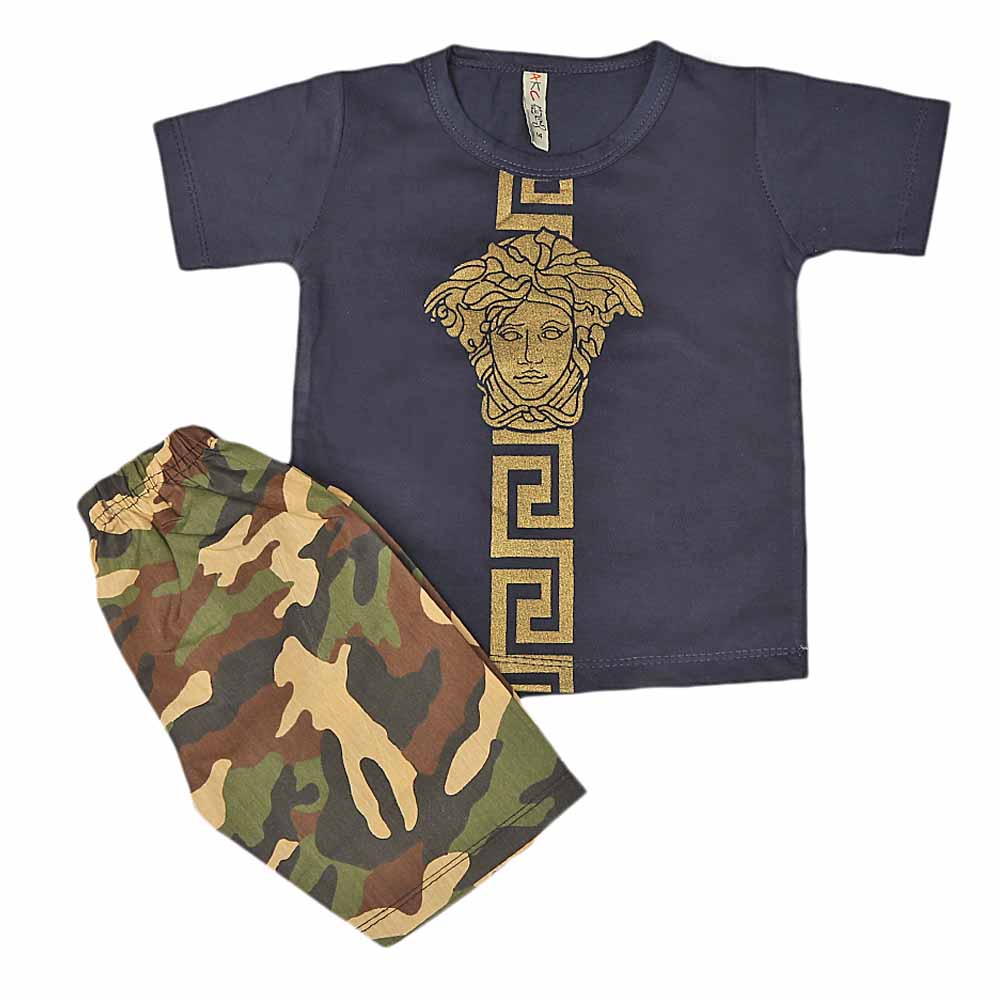 Boys 2 Pcs Suit Half Sleeves - Navy Blue, Kids, Boys Sets And Suits, Chase Value, Chase Value