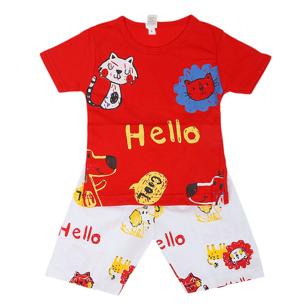 Boys Half Sleeves Short Suit - Red, Kids, Boys Sets And Suits, Chase Value, Chase Value