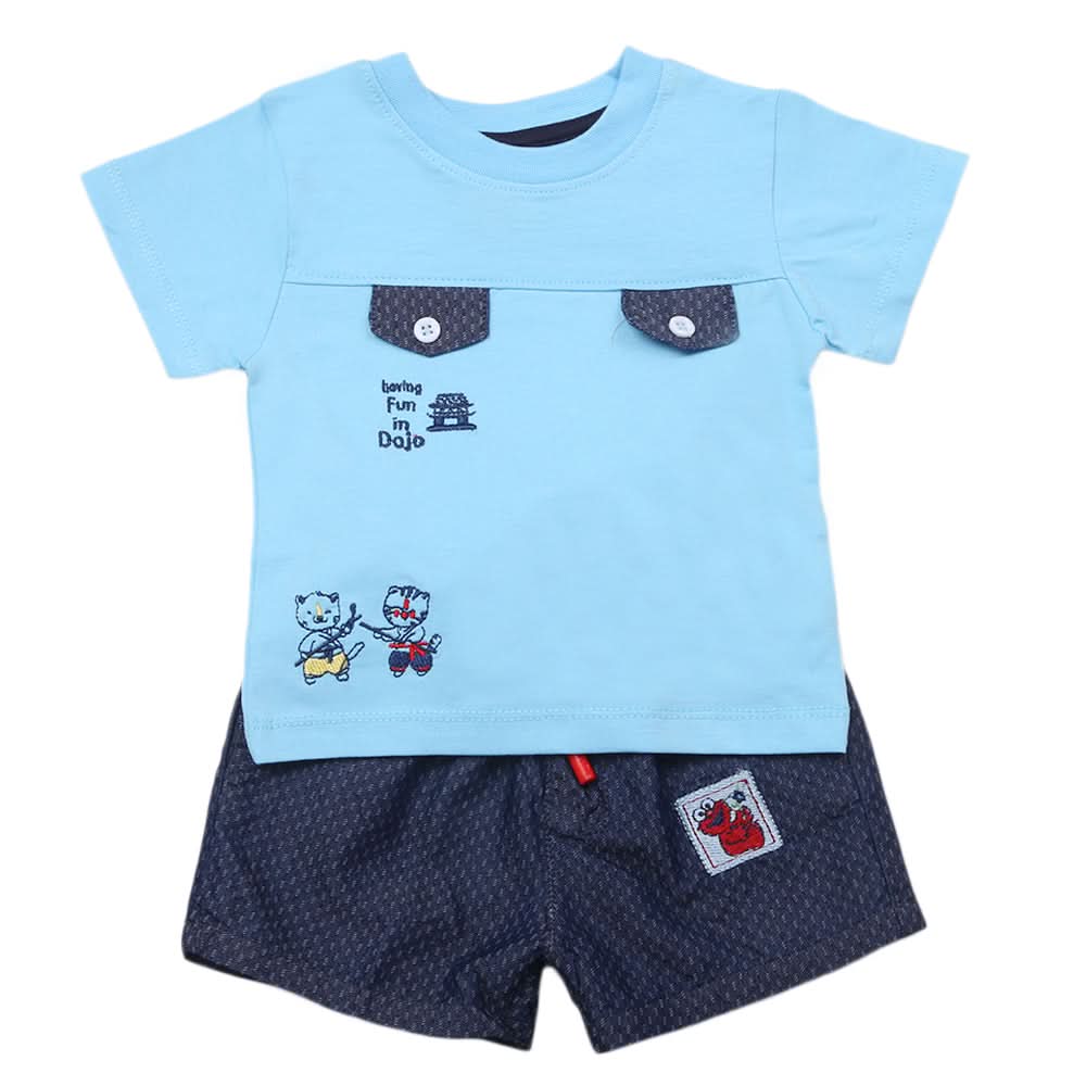 Newborns Half Sleeves Girls Suit - Light Blue, Kids, Newborn Girls Sets And Suits, Chase Value, Chase Value