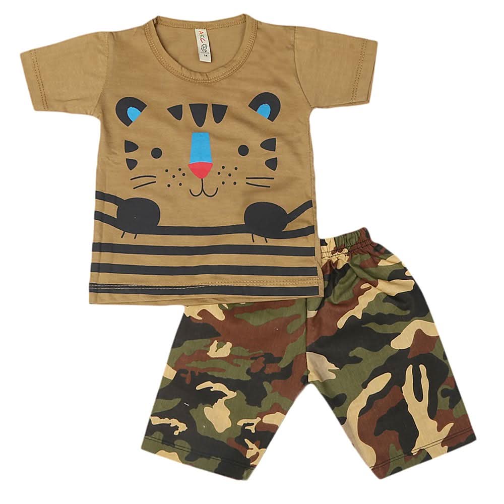 Boys 2 Pcs Suit Half Sleeves - Khaki, Kids, Boys Sets And Suits, Chase Value, Chase Value
