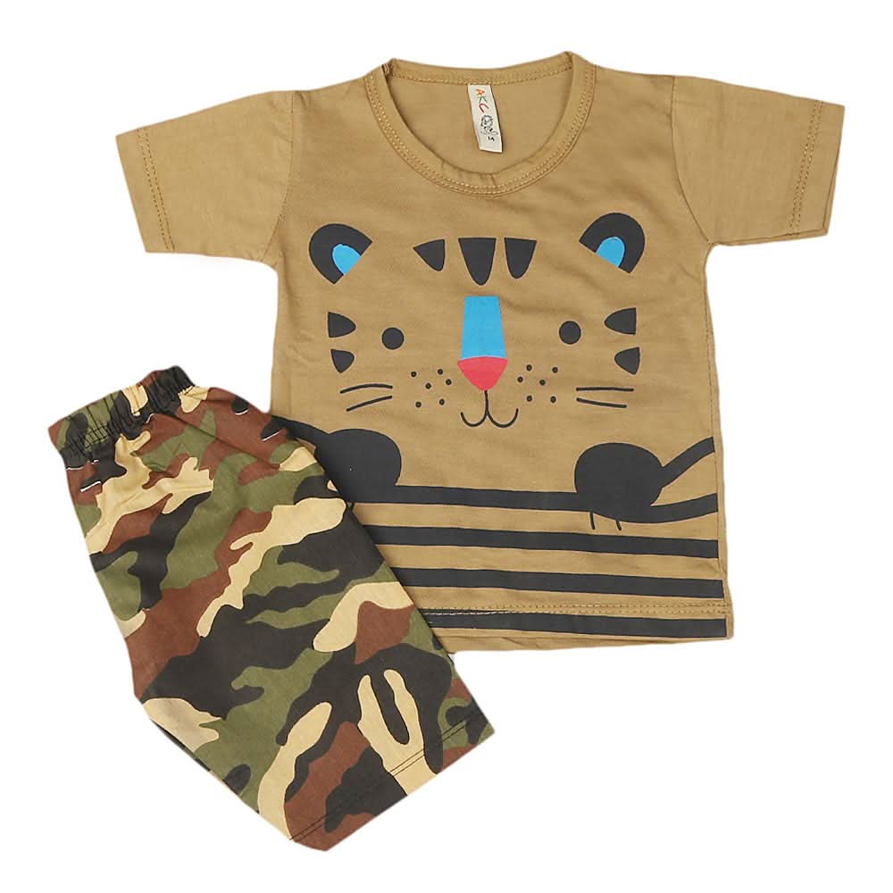 Boys 2 Pcs Suit Half Sleeves - Khaki, Kids, Boys Sets And Suits, Chase Value, Chase Value