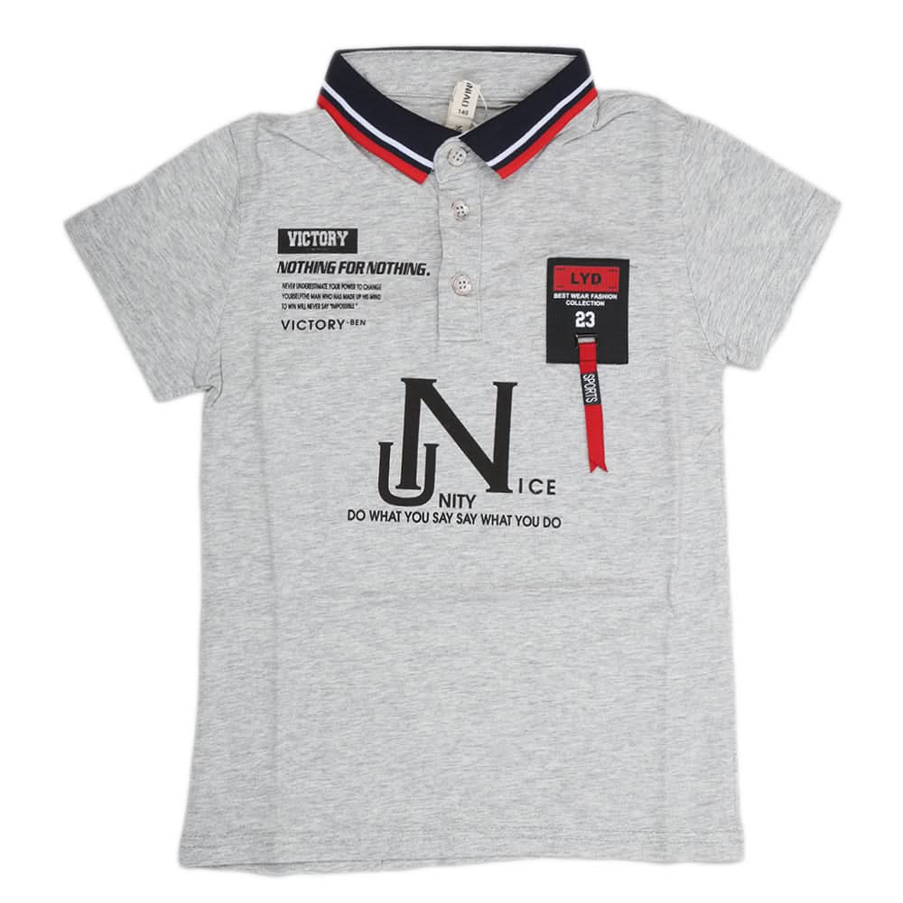 Boys Half Sleeves Polo T-Shirt - Grey, Kids, Boys T-Shirts, Chase Value, Chase Value