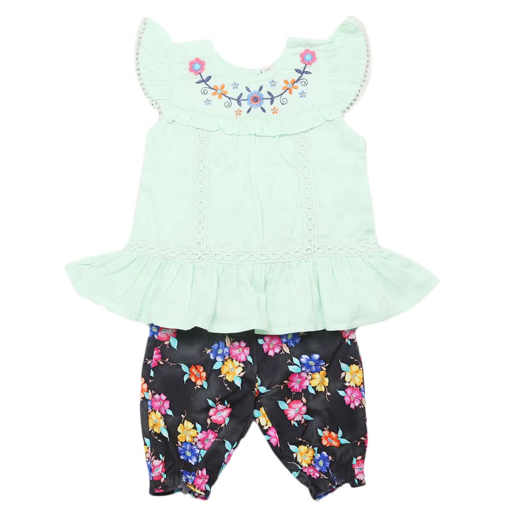 Newborns Half Sleeves Girls Suit - Light Green, Kids, Newborn Girls Sets And Suits, Chase Value, Chase Value