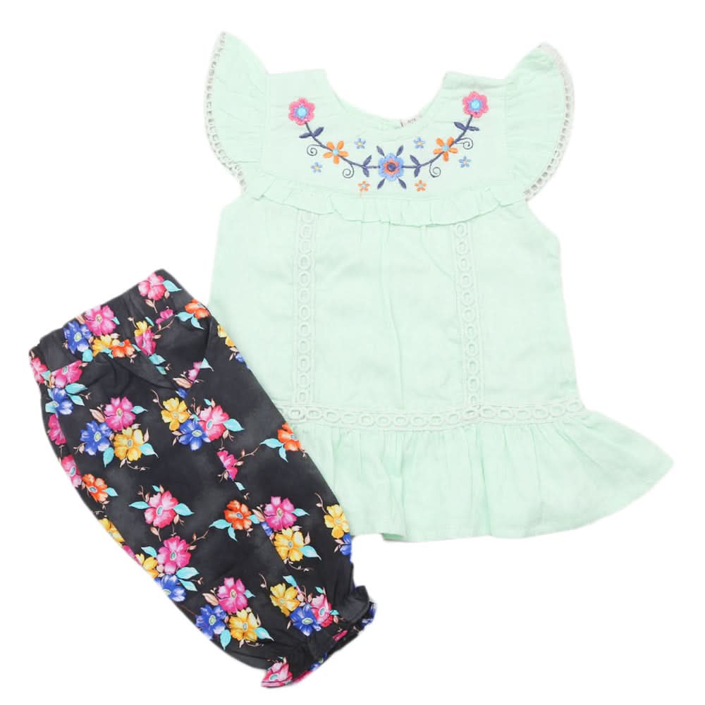 Newborns Half Sleeves Girls Suit - Light Green, Kids, Newborn Girls Sets And Suits, Chase Value, Chase Value