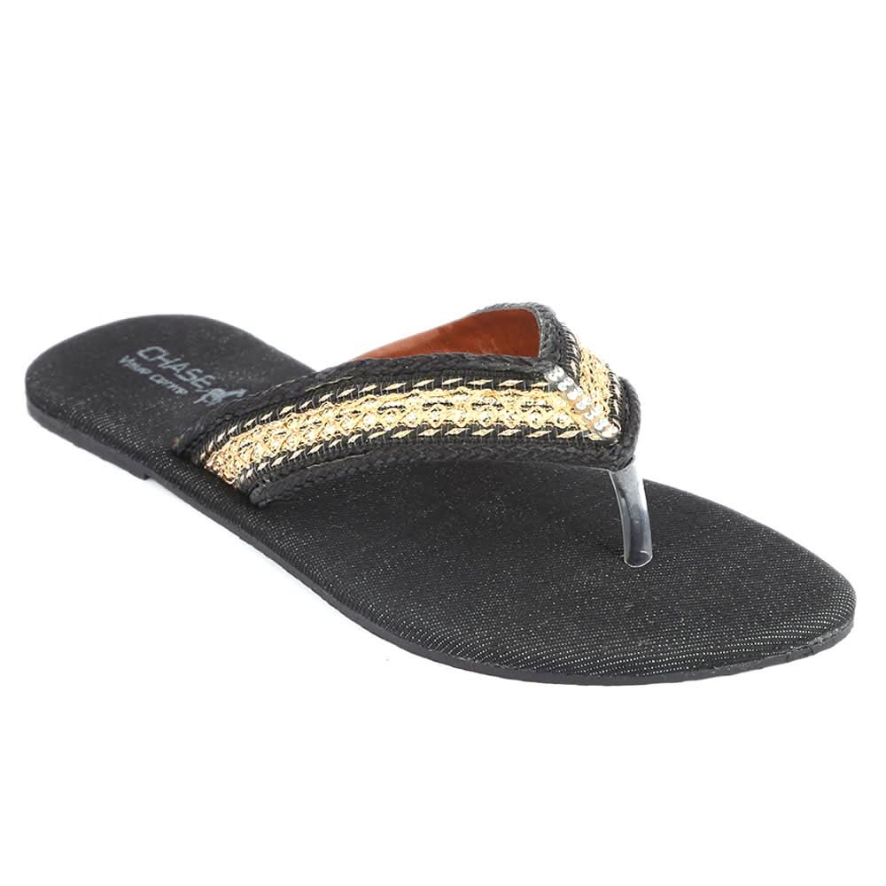 Girls Fancy Slippers (KL-004) - Black, Kids, Girls Slippers, Chase Value, Chase Value