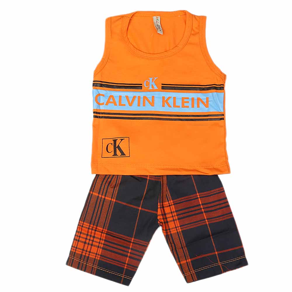 Boys 2 Pcs Suit Sando - Orange, Kids, Boys Sets And Suits, Chase Value, Chase Value