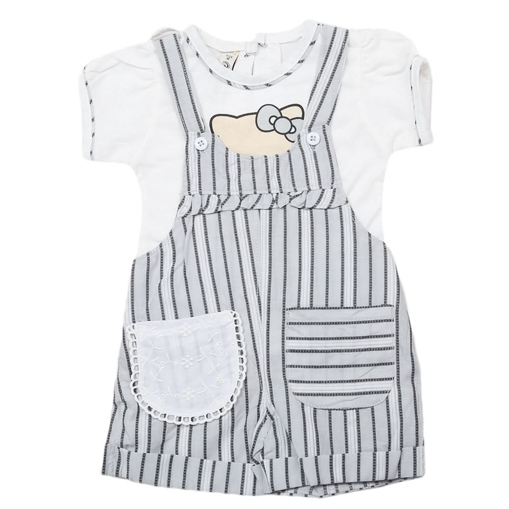 Newborns Half Sleeves Girls Romper - Grey, Kids, Newborn Girls Rompers, Chase Value, Chase Value