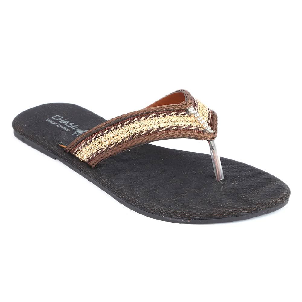 Girls Fancy Slippers (KL-004) - Brown, Kids, Girls Slippers, Chase Value, Chase Value