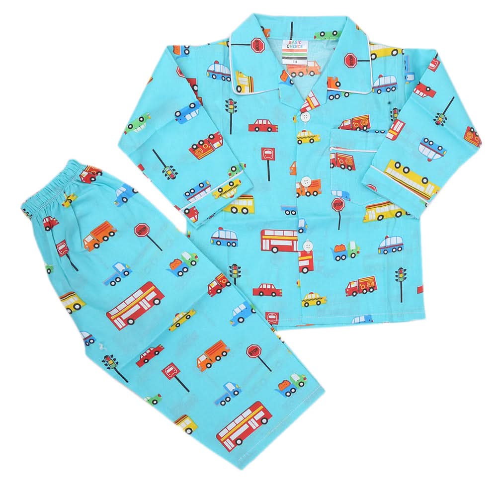 Boys Full Sleeves Night Suit - Sea Green, Kids, Boys Sets And Suits, Chase Value, Chase Value