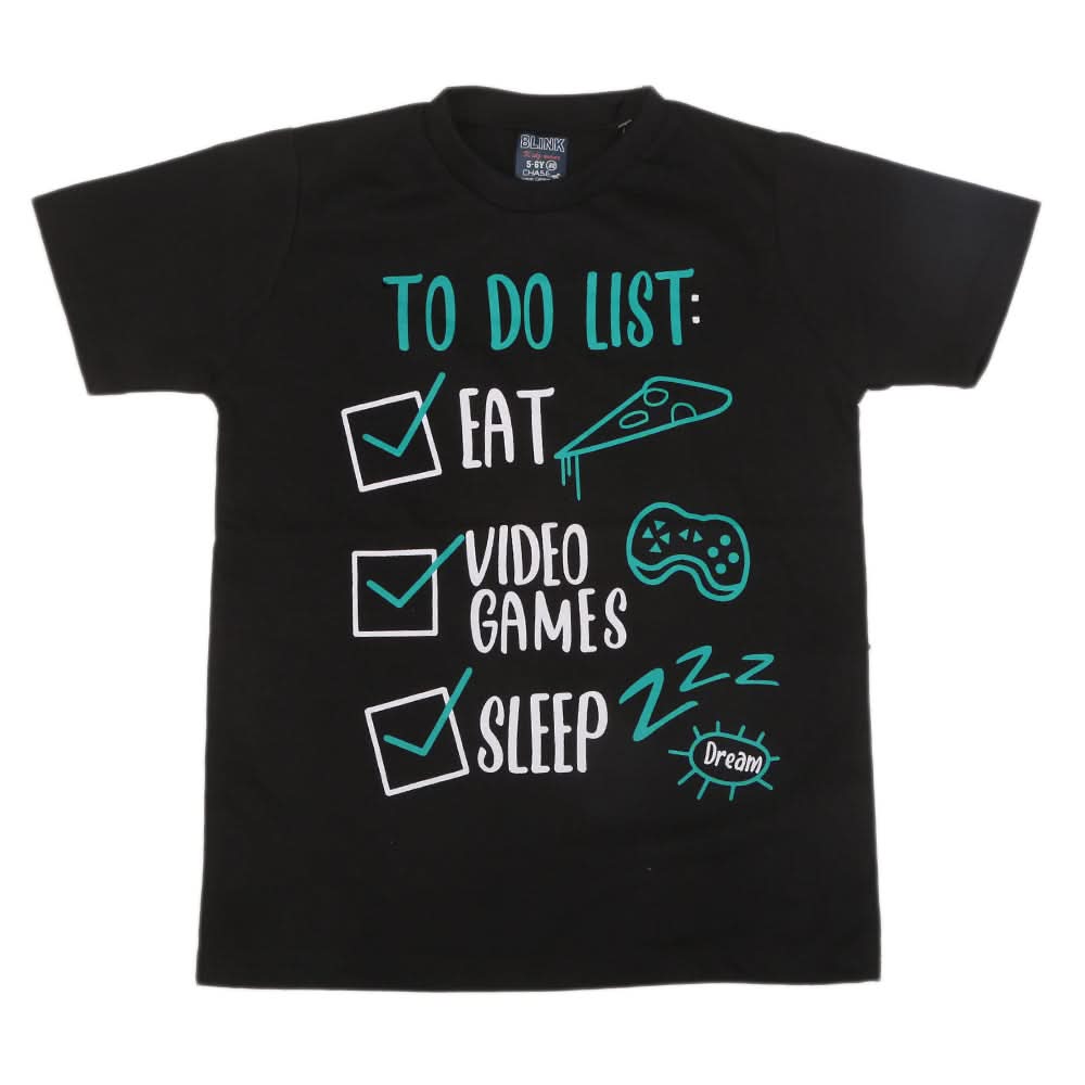 Boys Half Sleeves T-Shirt 3982 - Black, Kids, Boys T-Shirts, Chase Value, Chase Value