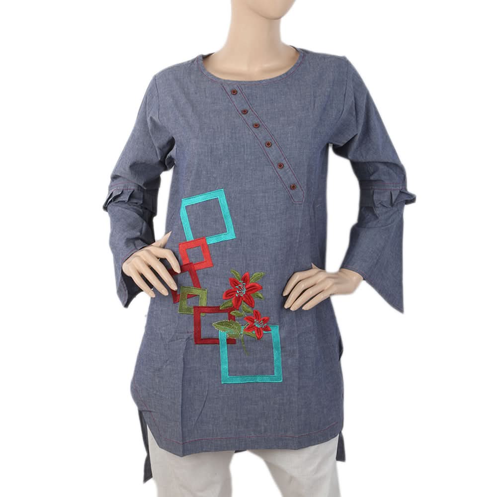 Women's Cross Neck Patti Kurti - Royal Blue, Women, Ready Kurtis, Chase Value, Chase Value