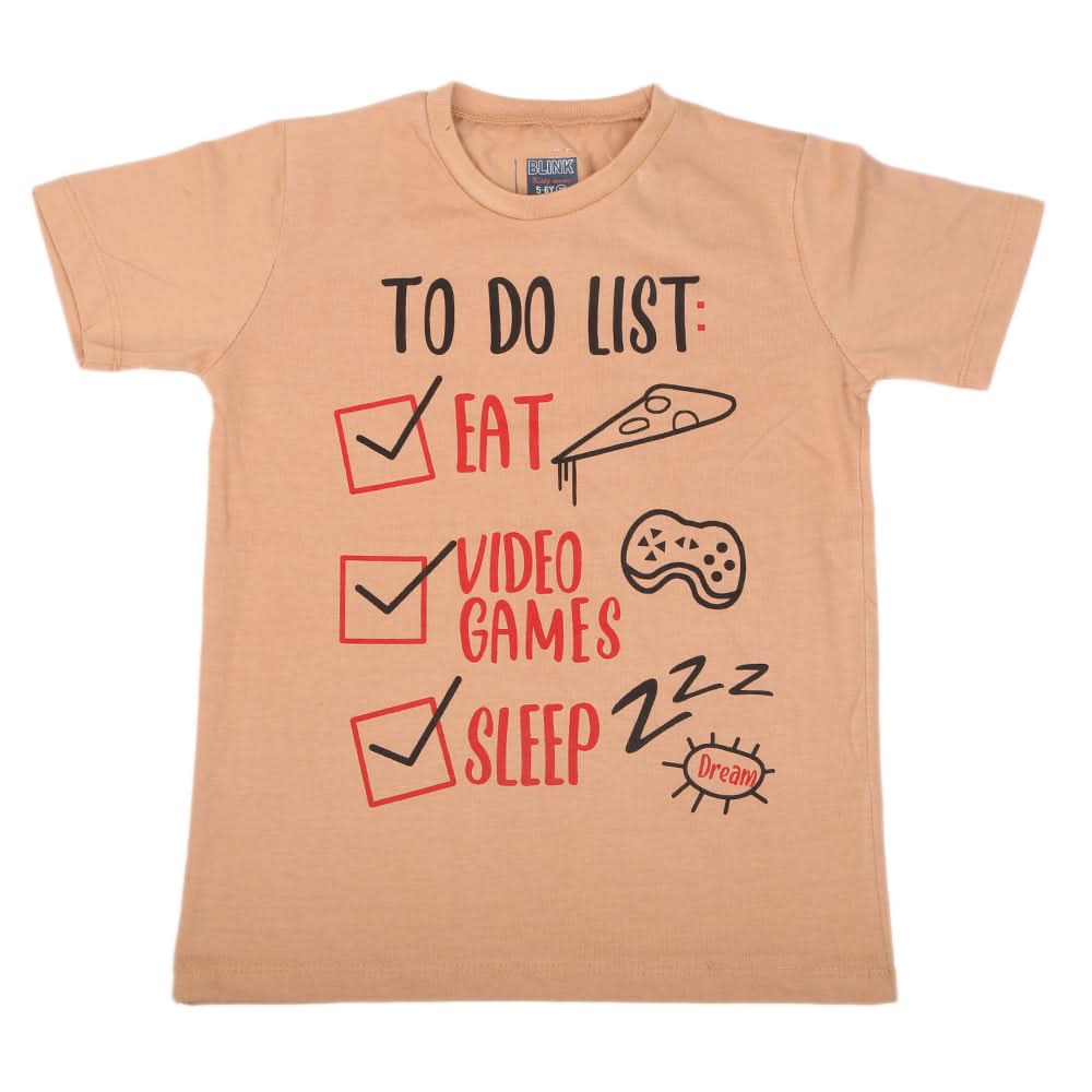 Boys Half Sleeves T-Shirt 3982 - Light Brown, Kids, Boys T-Shirts, Chase Value, Chase Value