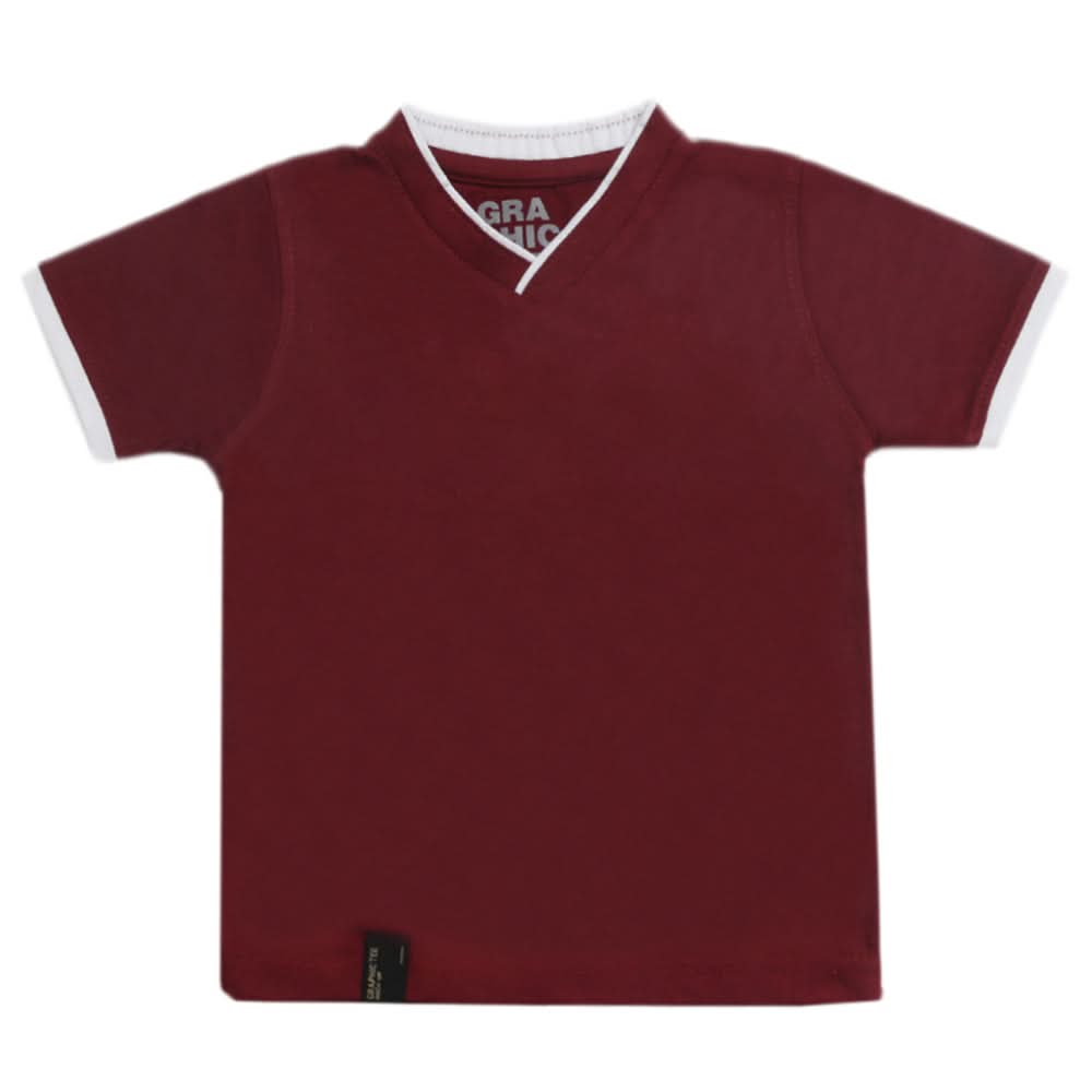 Boys Half Sleeves Fashion T-Shirt -Maroon, Kids, Boys T-Shirts, Chase Value, Chase Value
