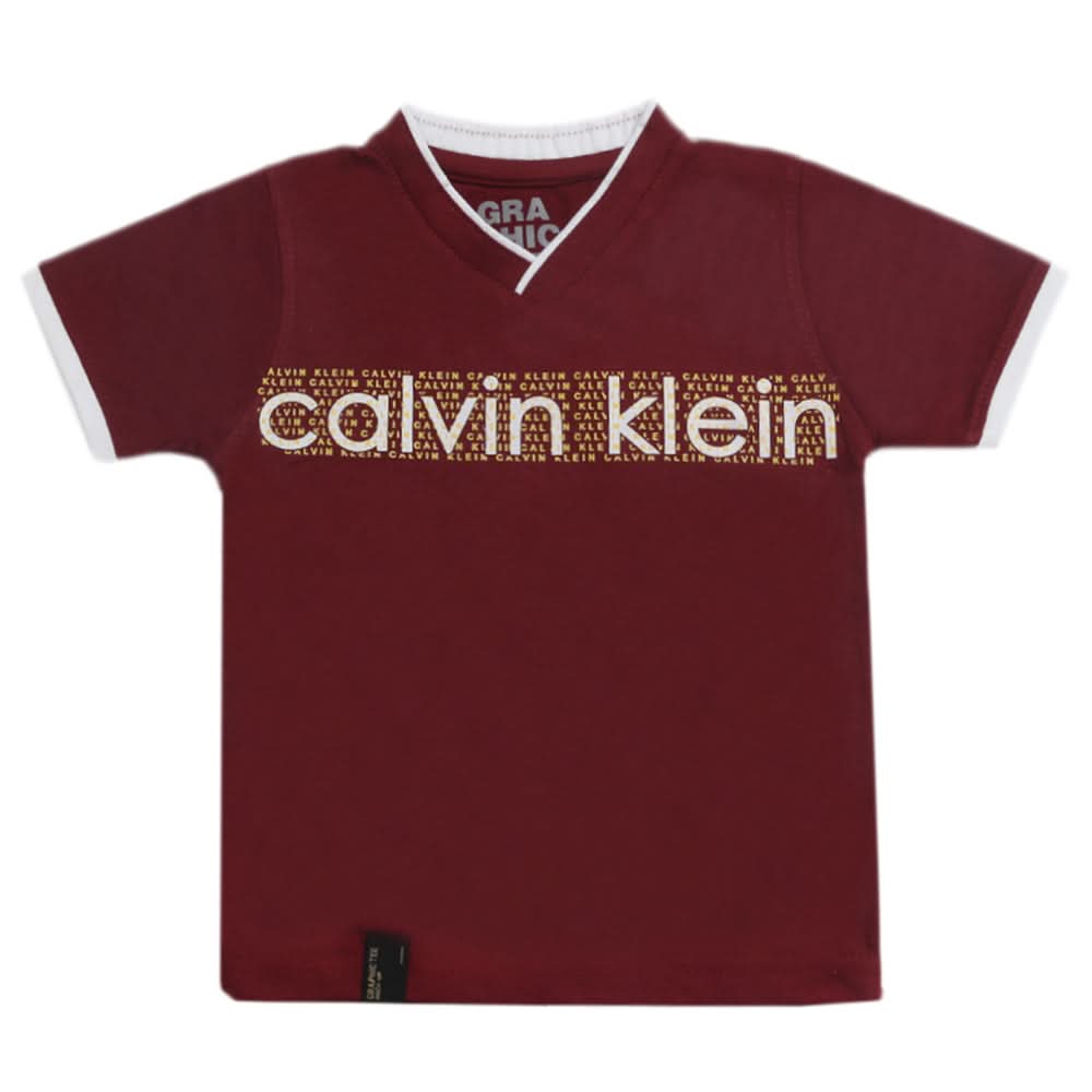 Boys Half Sleeves Fashion T-Shirt -Maroon, Kids, Boys T-Shirts, Chase Value, Chase Value