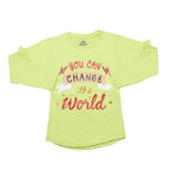 Girls Full Sleeves Jersey T-Shirt - Light Green, Kids, Girls T-Shirts, Chase Value, Chase Value