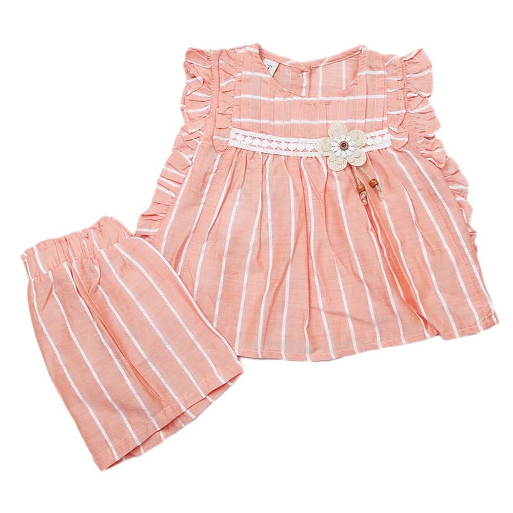 Newborns Half Sleeves Girls Suit - Peach, Kids, Newborn Girls Sets And Suits, Chase Value, Chase Value