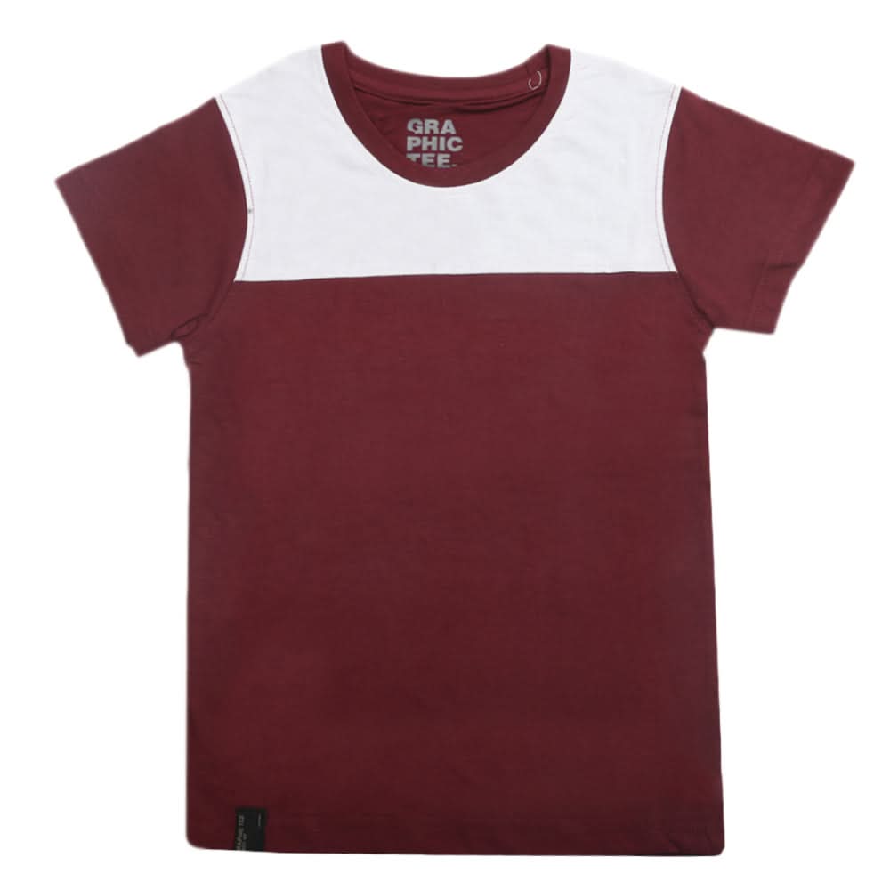 Boys Half Sleeves Fashion T-Shirt -Maroon, Kids, Boys T-Shirts, Chase Value, Chase Value