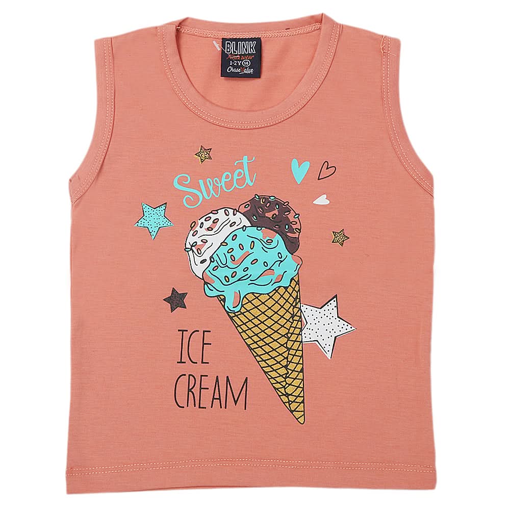 Girl's Sando T-Shirts - Peach, Kids, Girls T-Shirts, Chase Value, Chase Value