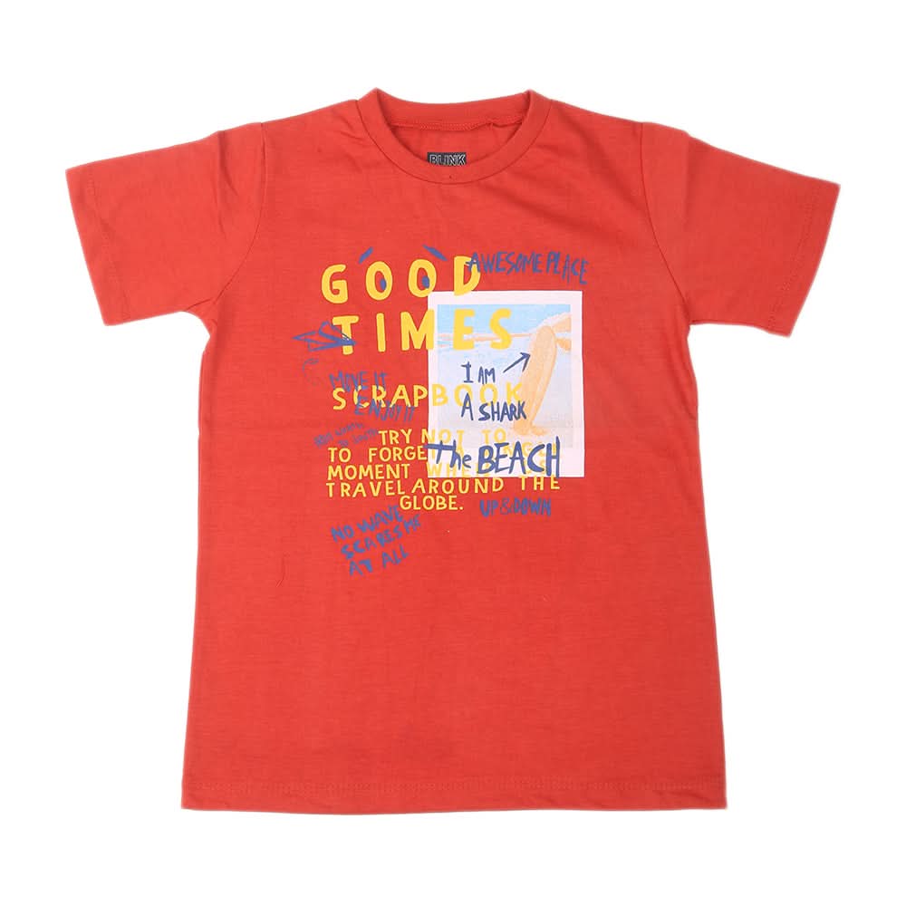 Boys Half Sleeves T-Shirt 3991 - Rust, Kids, Boys T-Shirts, Chase Value, Chase Value
