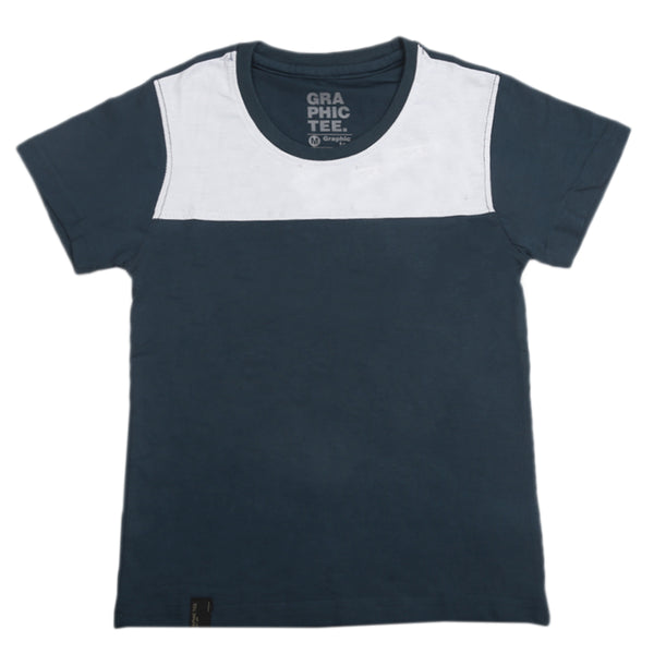 Boys Half Sleeves Fashion T-Shirt -Steel Green, Kids, Boys T-Shirts, Chase Value, Chase Value