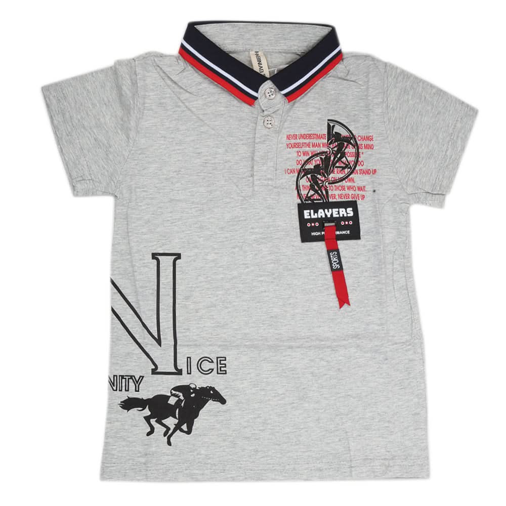 Boys Half Sleeves Polo T-Shirt - Light Grey, Kids, Boys T-Shirts, Chase Value, Chase Value