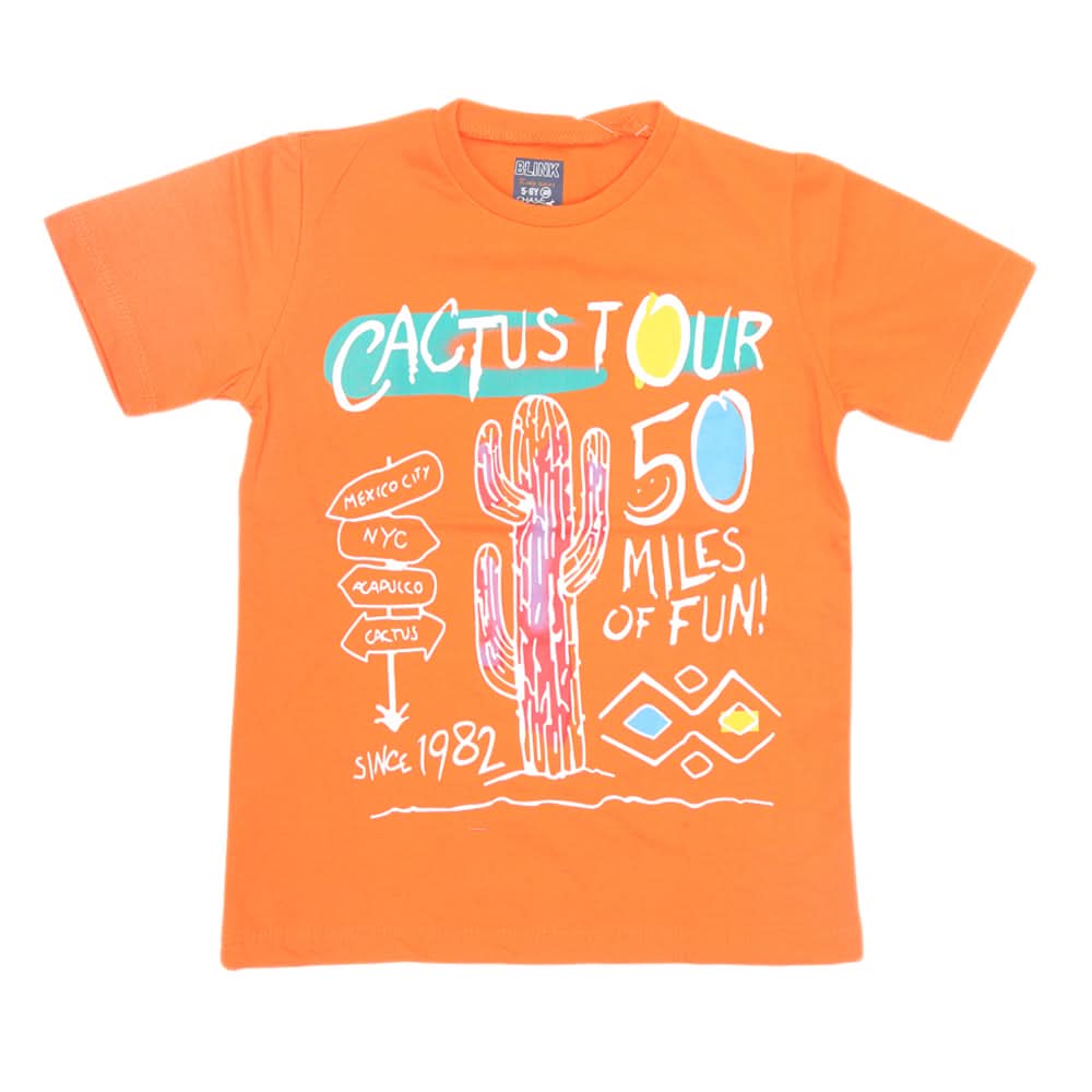 Boys Half Sleeves T-Shirt 3979 - Orange, Kids, Boys T-Shirts, Chase Value, Chase Value