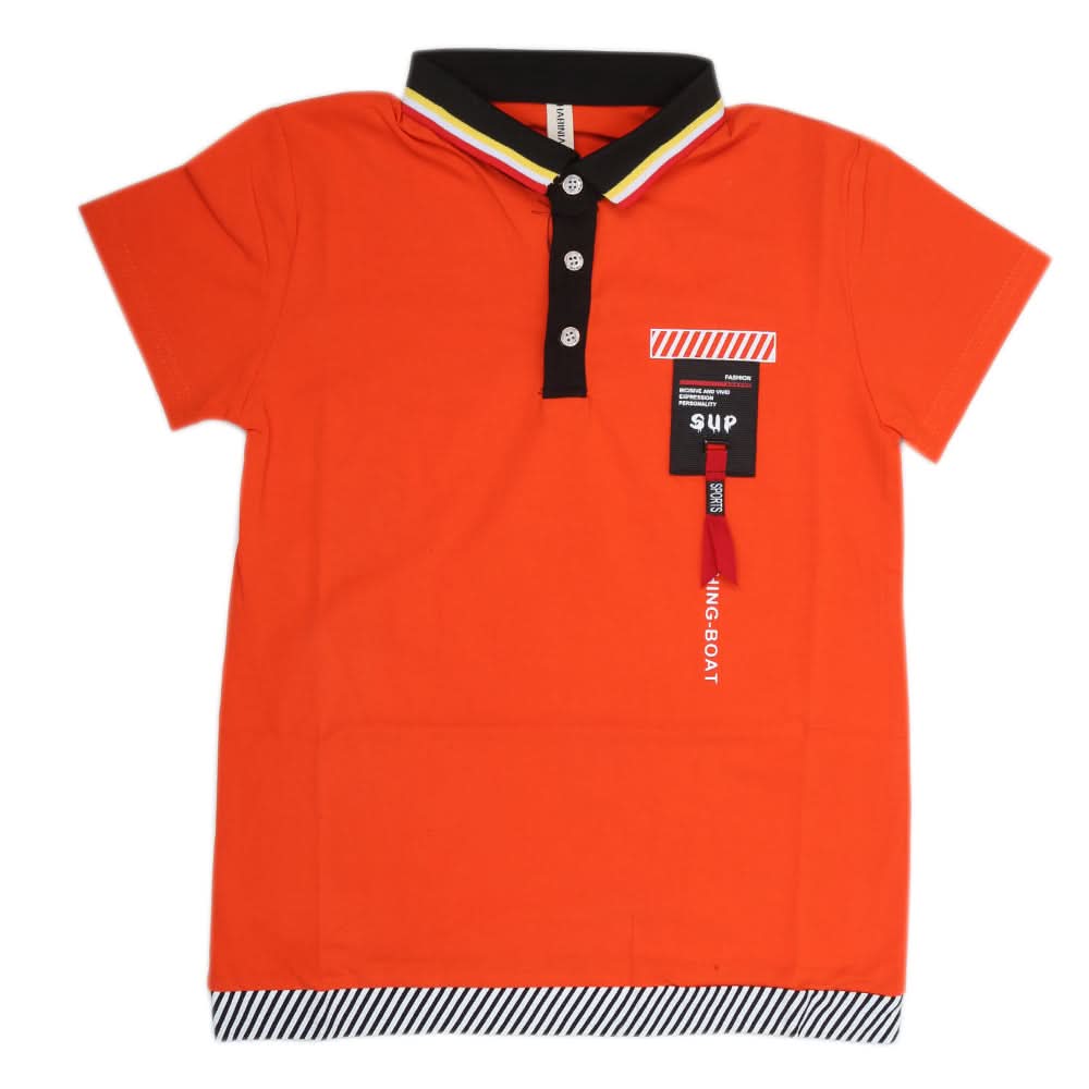 Boys Half Sleeves Polo T-Shirt - Orange, Kids, Boys T-Shirts, Chase Value, Chase Value