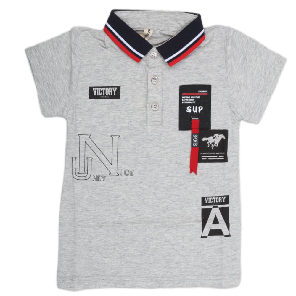 Boys Half Sleeves Polo T-Shirt - Grey, Kids, Boys T-Shirts, Chase Value, Chase Value