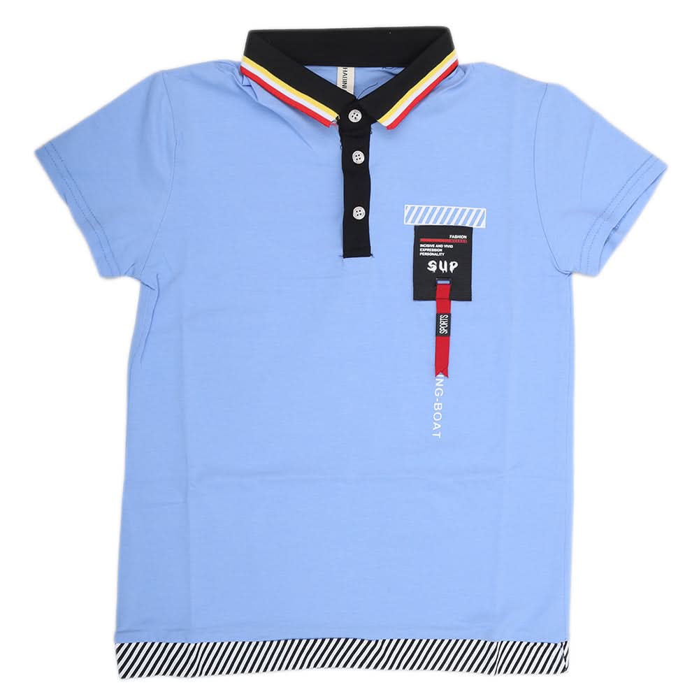 Boys Half Sleeves Polo T-Shirt - Light Blue, Kids, Boys T-Shirts, Chase Value, Chase Value