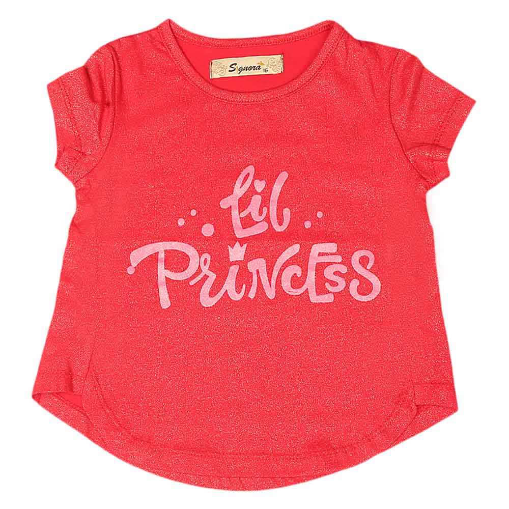 Girls Half Sleeves T-Shirt ST-01 - Red, Kids, Girls T-Shirts, Chase Value, Chase Value