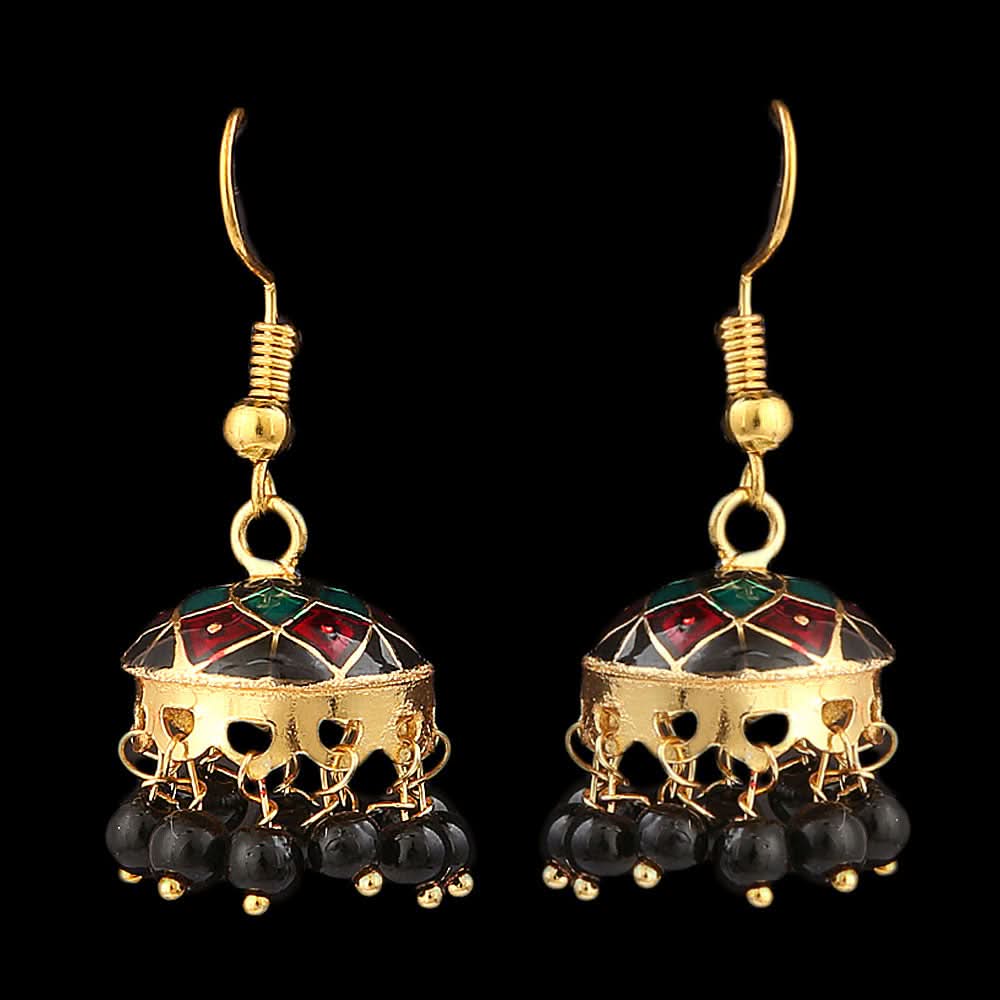 Women's Fancy Ear Jhumki - Golden - Black, Jewellery, Chase Value, Chase Value