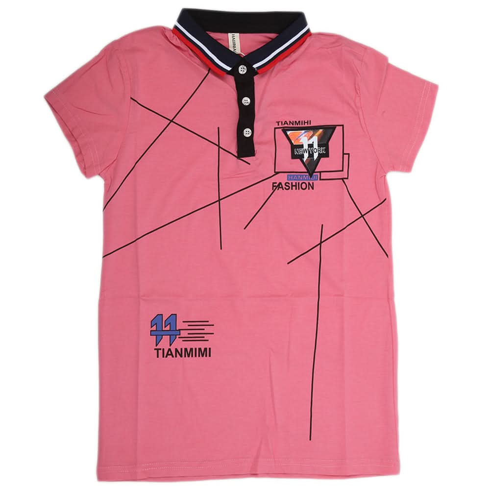 Boys Half Sleeves Polo T-Shirt - Pink, Kids, Boys T-Shirts, Chase Value, Chase Value