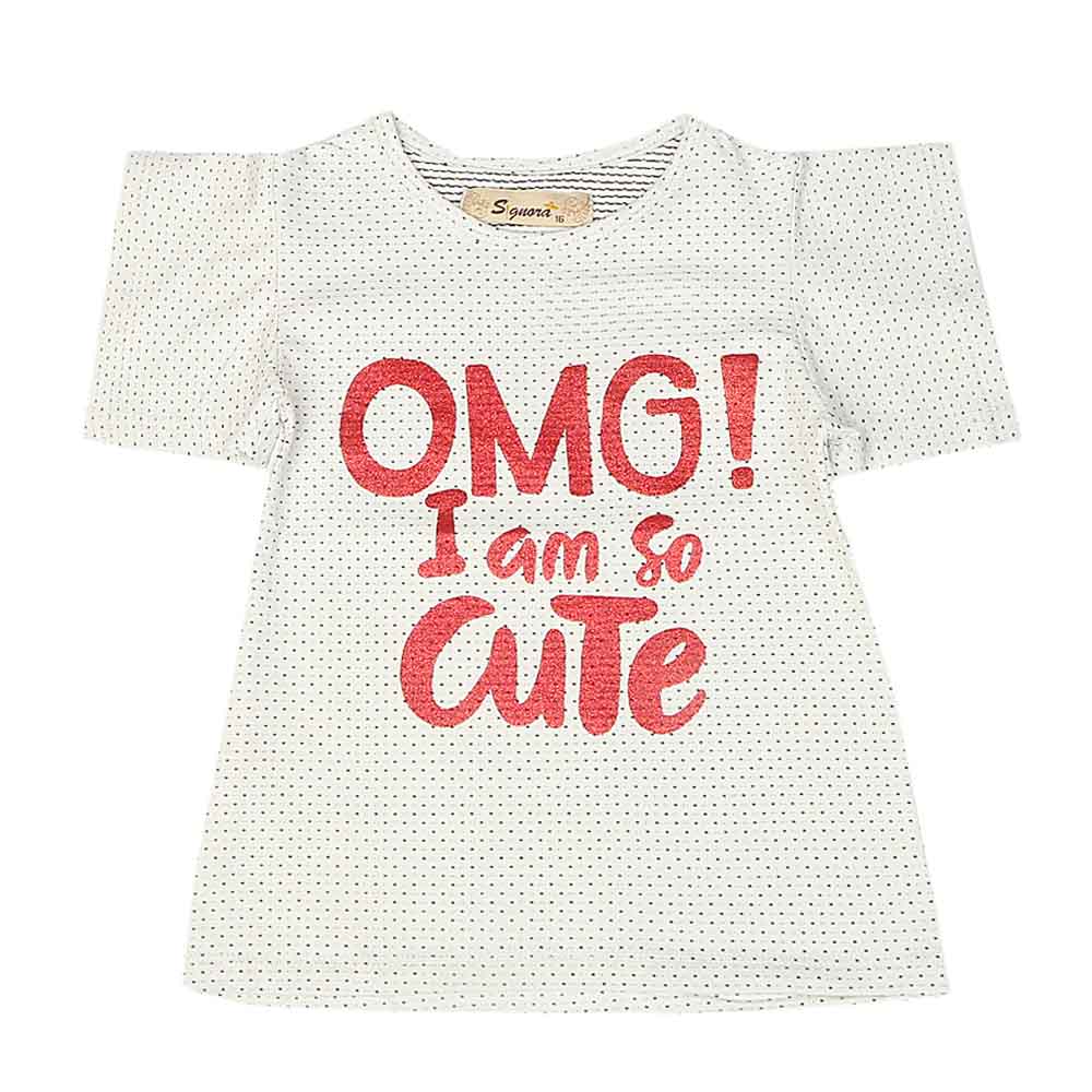 Girls Half Sleeves T-Shirt ST-03 - White, Kids, Girls T-Shirts, Chase Value, Chase Value