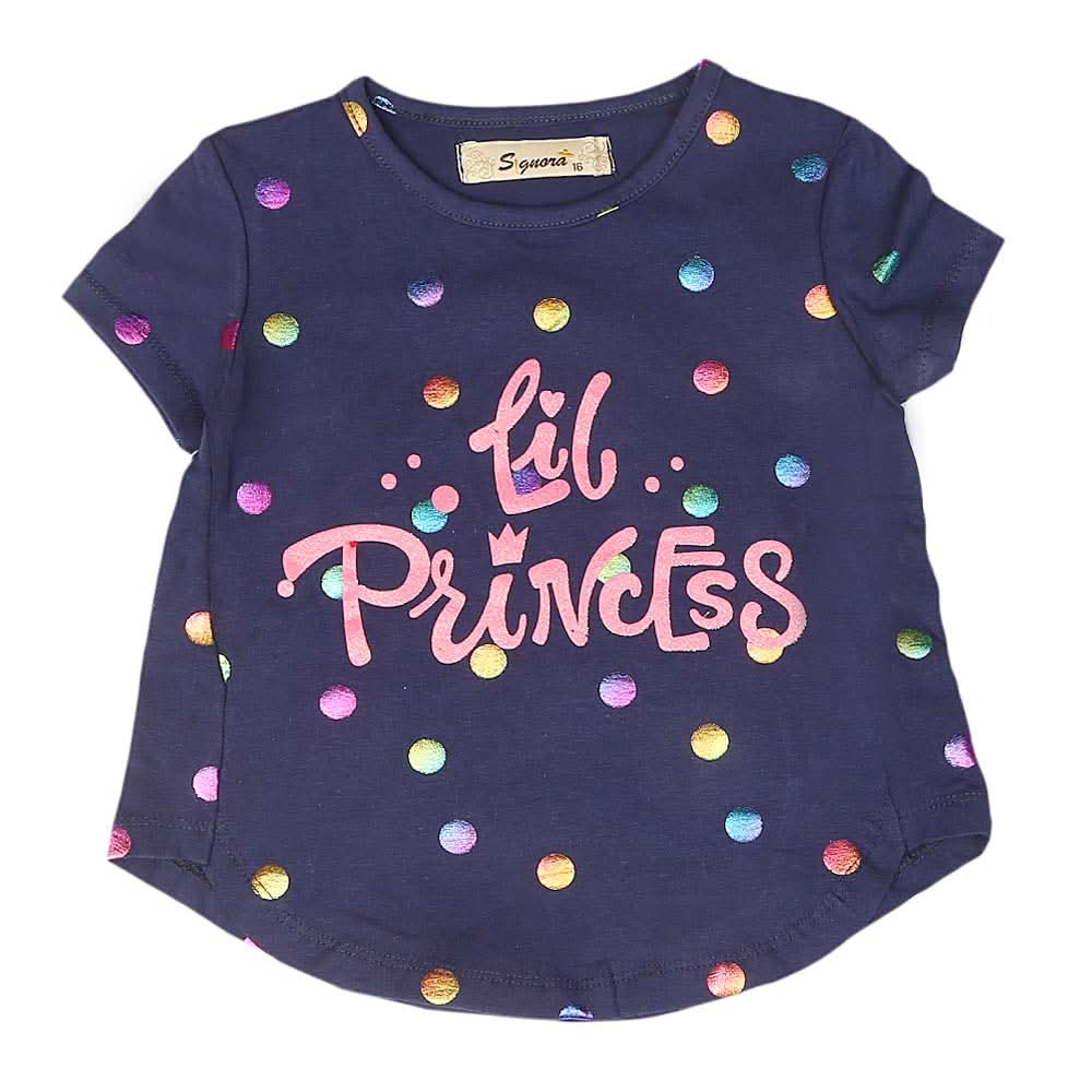 Girls Half Sleeves T-Shirt ST-01 - Blue, Kids, Girls T-Shirts, Chase Value, Chase Value