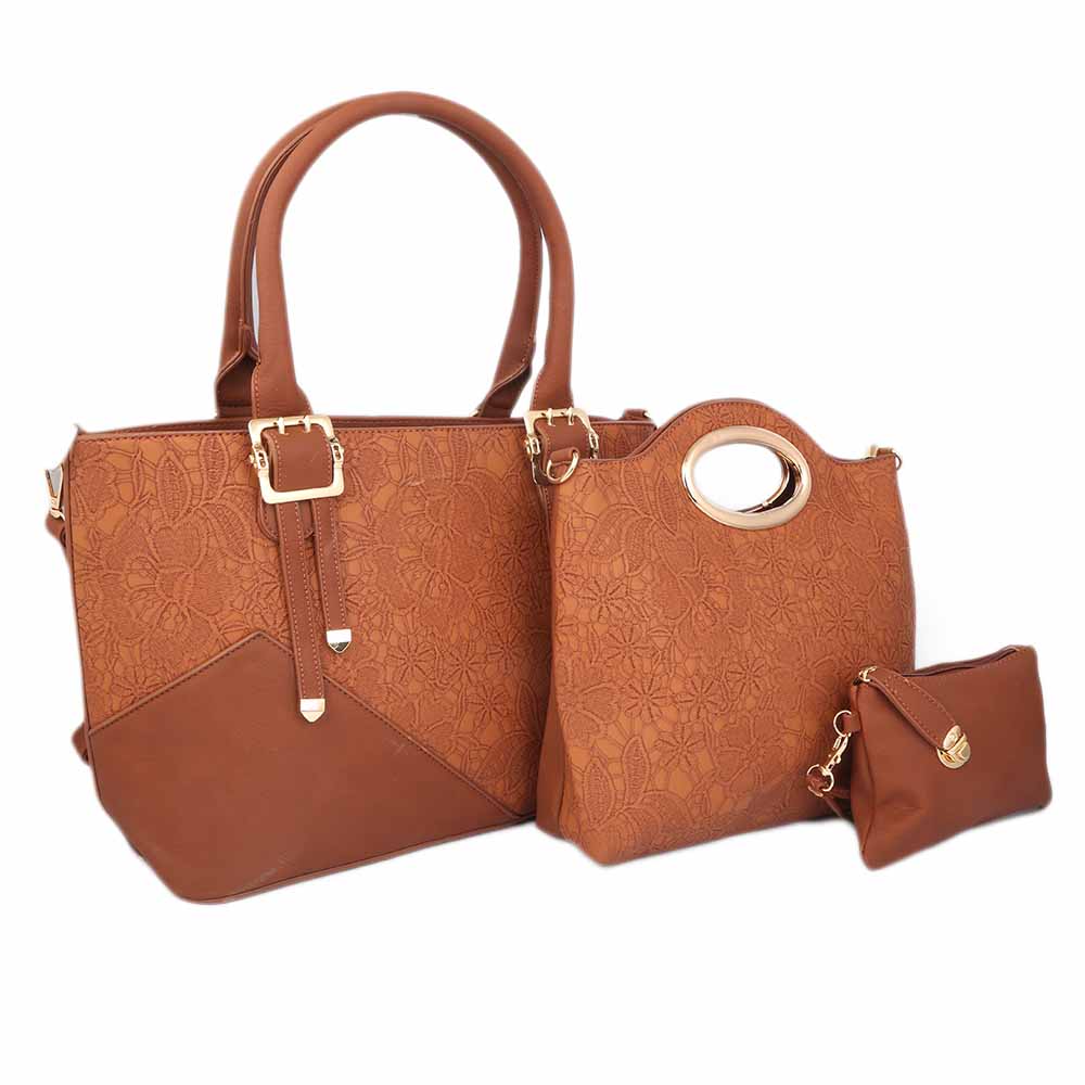 Women's Handbag (9728) 3 Pcs - Brown, Women, Bags, Chase Value, Chase Value