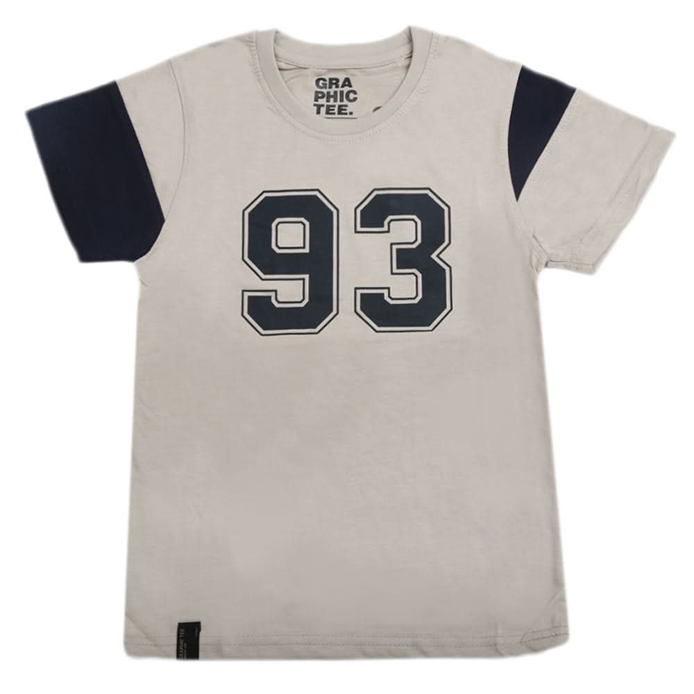 Boys Half Sleeves Fashion T-Shirt -Beige, Kids, Boys T-Shirts, Chase Value, Chase Value