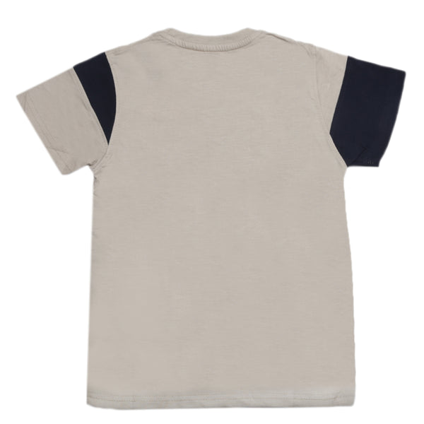 Boys Half Sleeves Fashion T-Shirt -Beige, Kids, Boys T-Shirts, Chase Value, Chase Value