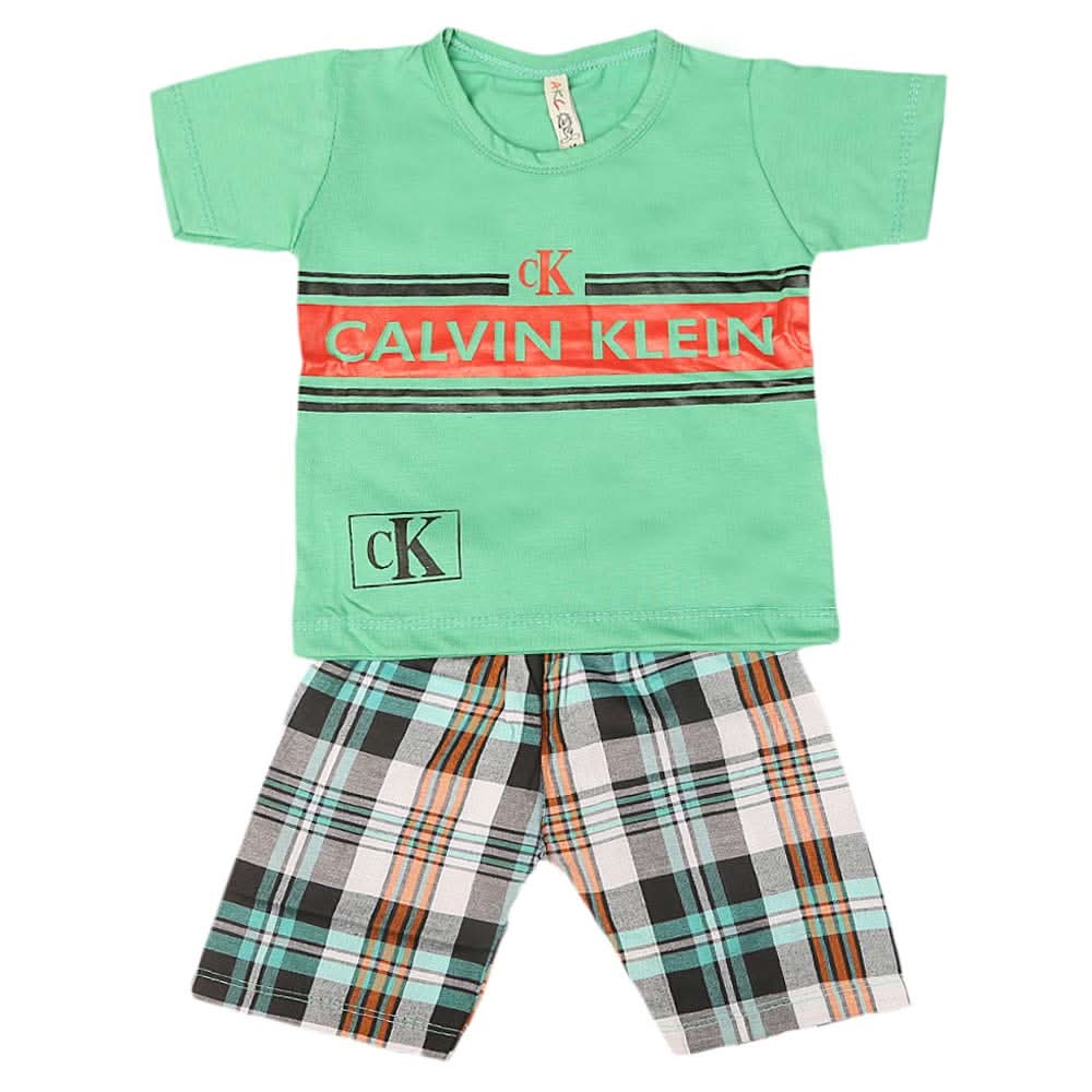 Boys 2 Pcs Suit Half Sleeves - Green, Kids, Boys Sets And Suits, Chase Value, Chase Value