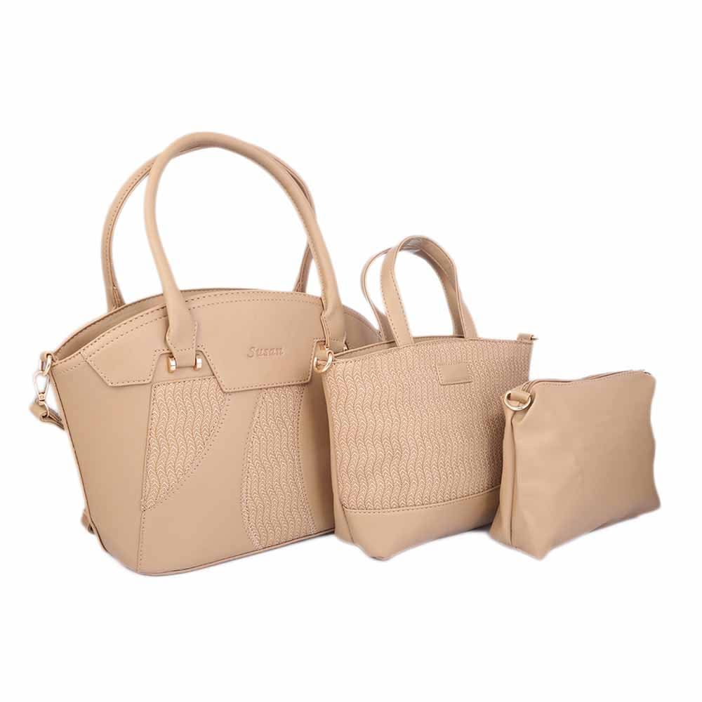 Women's Handbag (5203) 3 Pcs - Apricot, Women, Bags, Chase Value, Chase Value