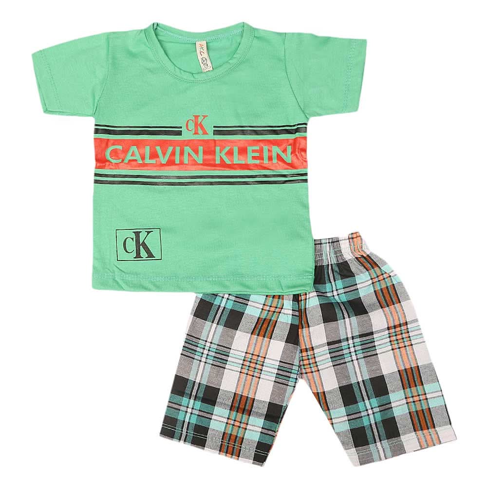Boys 2 Pcs Suit Half Sleeves - Green, Kids, Boys Sets And Suits, Chase Value, Chase Value