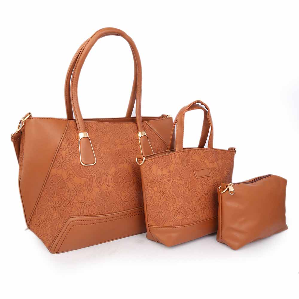Women's Handbag (18858) 3 Pcs - Brown, Women, Bags, Chase Value, Chase Value