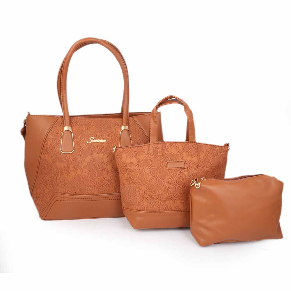 Women's Handbag (18858) 3 Pcs - Brown, Women, Bags, Chase Value, Chase Value
