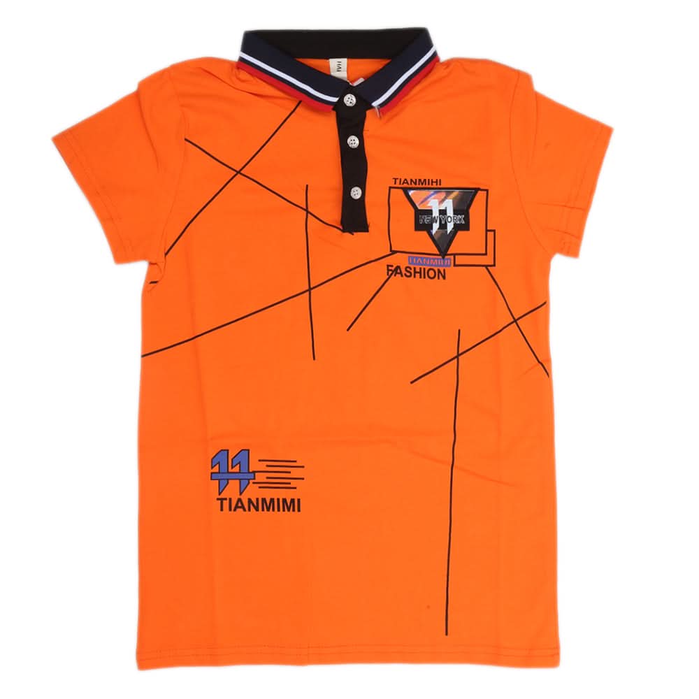 Boys Half Sleeves Polo T-Shirt - Orange, Kids, Boys T-Shirts, Chase Value, Chase Value