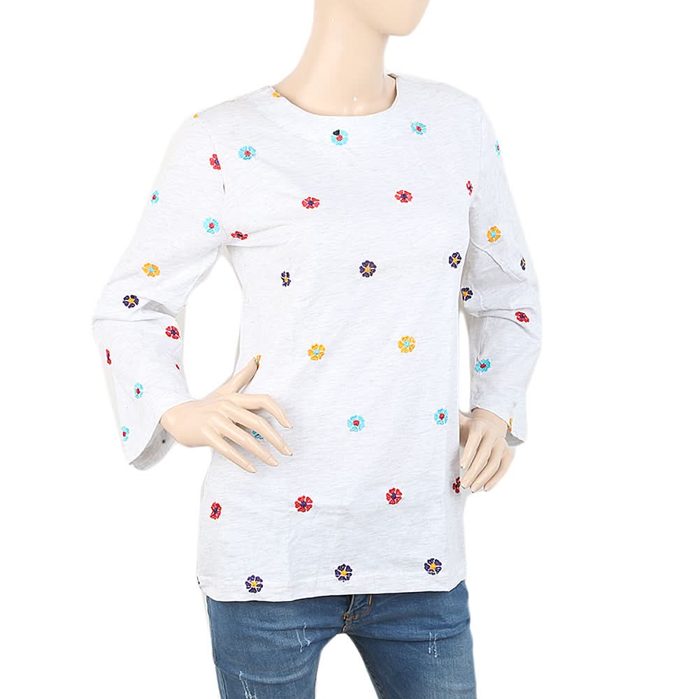 Women's Embroidered Top - Grey, Women, T-Shirts And Tops, Chase Value, Chase Value